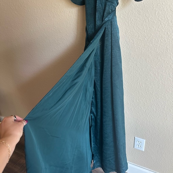 Lulu's Emerald Green Ruffle Cold-Shoulder Maxi Dress - Picture 12 of 15